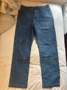 Madewell Blue Straight-Leg Patchwork Jeans